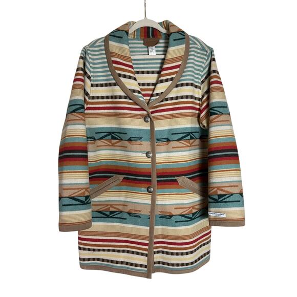 Pendleton Jackets & Blazers - Pendleton | Women's L Striped Wool Jacket Southwestern Design